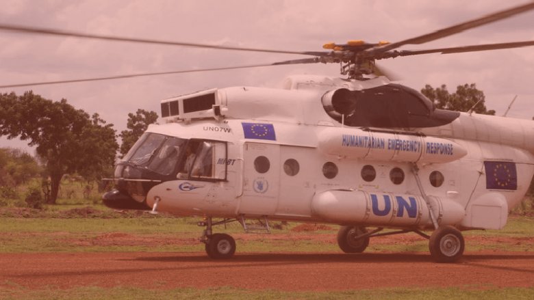 A UN helicopter lands in South Sudan. Photo: EU/ECHO/Malini Morzaria