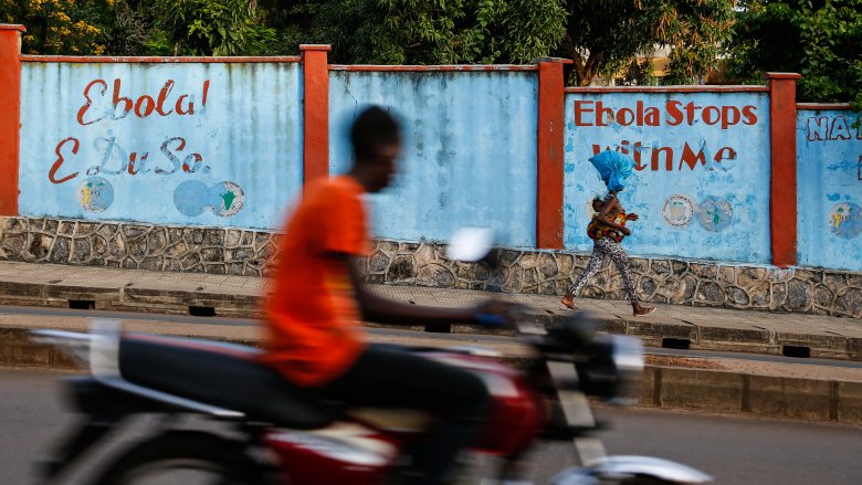 Ebola warnings in Freetown, Sierra Leone